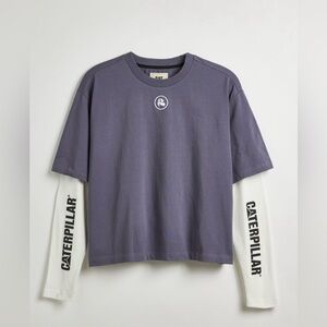 NWT CAT x RECLAIMED LA‎ EXCLUSIVE UO Layered Long Sleeve Tee in Graystone M